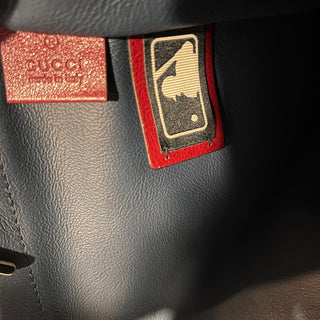 GUCCI Rajah Large Yankee Navy Blue Suede Sports Tote Bag