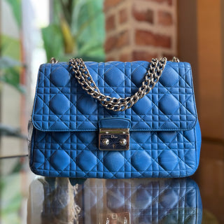 DIOR Medium Miss Dior Flap Blue Cannage Leather Shoulder Bag