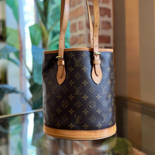 LOUIS VUITTON Petit Brown Monogram Canvas Bucket Bag