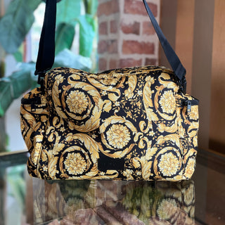 VERSACE Black Gold Nylon Baroque Diaper Bag
