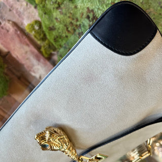 GUCCI Black Vintage Tiger Head Suede Shoulder Bag