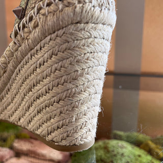 VALENTINO Metallic Double Rockstud Espadrilles Wedges SZ 38 (US 8)