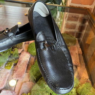 FERRAGAMO Mens Black Leather Loafers SZ 10