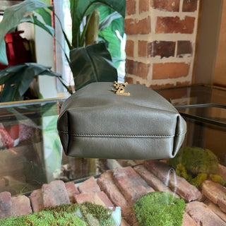 SAINT LAURENT Pochon Green Lambskin Bucket Bag