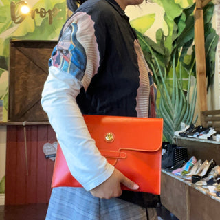 FENDI Red Leather Vintage Clutch