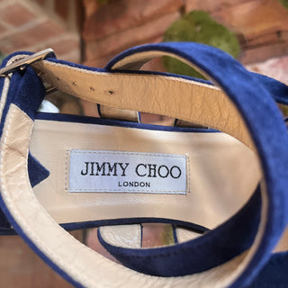 JIMMY CHOO Blue Suede Sandals SZ 39 (US 9)