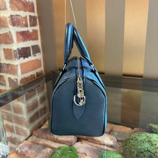 LOUIS VUITTON Blue Metallic Monogram Speedy Bandouliere 20