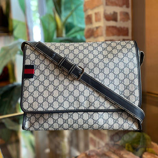 GUCCI Blue GG Supreme Web Messenger Bag