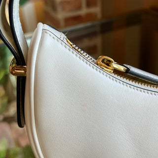 PRADA Arque Small White Leather Shoulder Bag