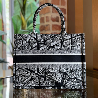 DIOR Small Plan de Paris Embroidered Canvas Book Tote Bag