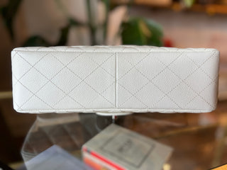 CHANEL Vintage Classic Jumbo White Caviar Single Flap