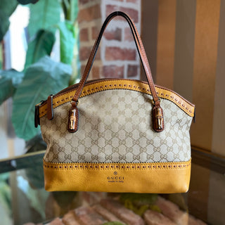 GUCCI Crafty Yellow GG Canvas Tote Bag