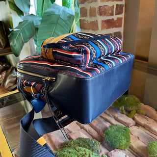 TORY BURCH Navy Blue Logo Print Nylon Backpack
