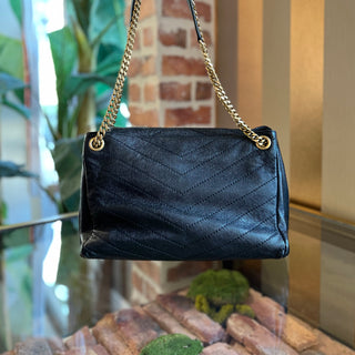 SAINT LAURENT Nolita Black Grain De Poudre Shoulder Bag