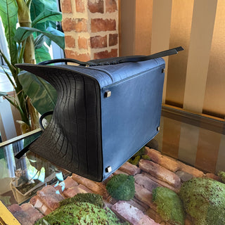 CELINE Medium Phantom Luggage Navy Blue Crocodile-Embossed Nubuck Bag