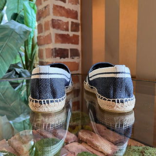 TORY BURCH Double T Jacquard Blue Espadrilles SZ 8
