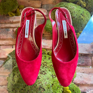MANOLO Red Suede Heel SZ 38 (US 8)