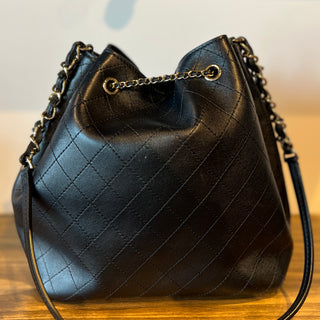 CHANEL Quilted CC Drawstring Bucket Bag