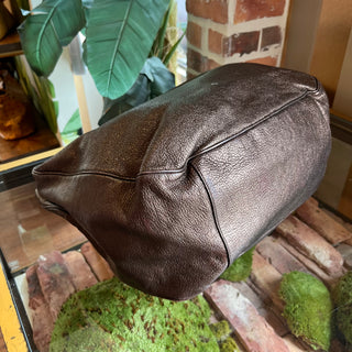 SAINT LAURENT Roady Brown Glitter Soft Leather Hobo Bag