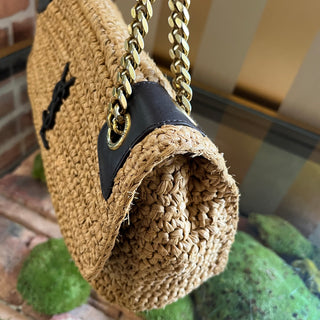SAINT LAURENT Niki Medium YSL Raffia Shoulder Bag