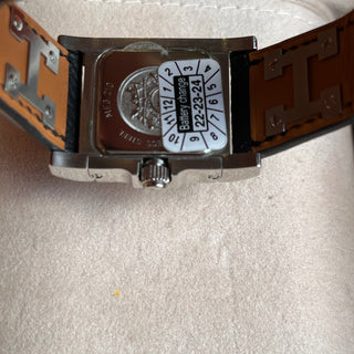 HERMES Medor Black Leather Strap Watch