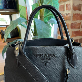 PRADA Black Monochrome Saffiano Leather Tote
