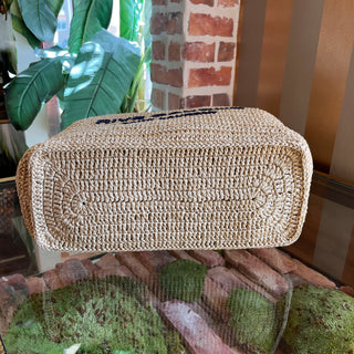 SAINT LAURENT Rive Gauche Raffia Tote Bag