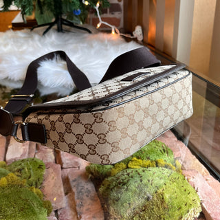 GUCCI Messenger Beige GG Canvas Flap Crossbody Bag