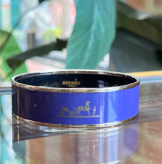 HERMES Caleche Purple Enamel Wide Bangle