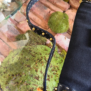 FENDI Selleria Mama Baguette Black Studded Leather Shoulder Bag