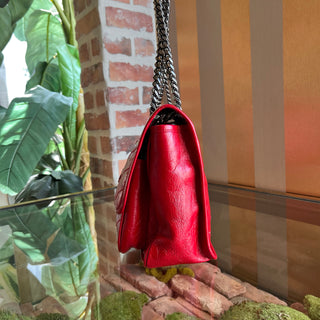 SAINT LAURENT Niki Medium Red Crackled Calfskin Shoulder Bag