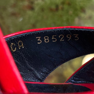 SAINT LAURENT Red Leather Heels w/Bow SZ 39 (US 9)