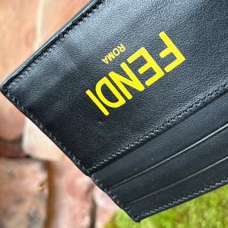 FENDI Black Leather Logo Card Holder