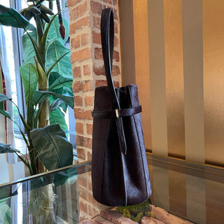 TOTEME Belted Wine Pony Hair Bucket Bag