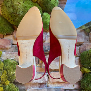 MANOLO BLAHNIK Red Suede Slingback Heels SZ 38.5 (US 8.5)