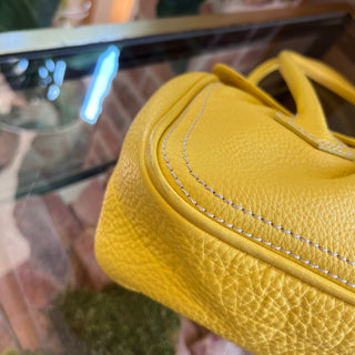 CELINE Buckle Yellow Grained Leather Shoulder Bag