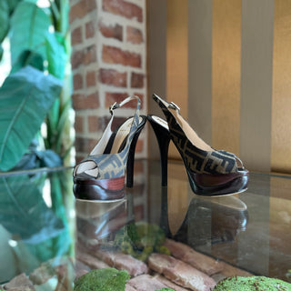FENDI Zucca Canvas Slingback Heels SZ 35 (US 5)