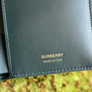 BURBERRY Lola TB Vine Green Grainy Calfskin Compact Wallet