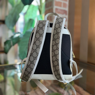 GUCCI Ophidia Small White GG Web Canvas Stripe Backpack