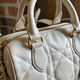 DIOR Groove 20 Dusty Ivory Calfskin Macrocannage Satchel Bag
