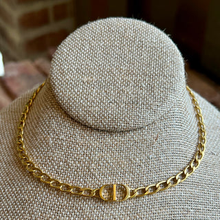 DIOR Matte Gold Metal Petit CD Choker Necklace