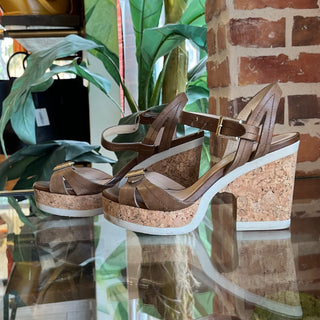 JIMMY CHOO Brown Leather Buckle Sandals SZ38(8US)