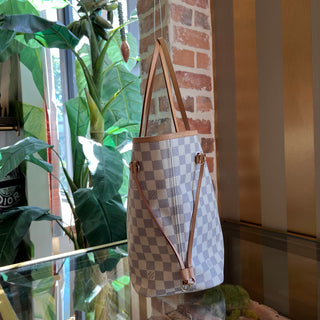LOUIS VUITTON Neverfull MM Damier Azur Canvas Tote Bag