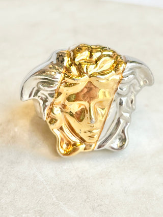 VERSACE  2 Tone Medusa Head Mens Ring SZ 9.5