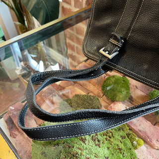 PRADA Vintage Vitello Daino Black Leather Shoulder Bag