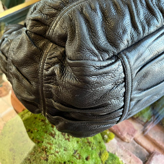 PRADA Black Gaufre Cervo Drawstring Tote