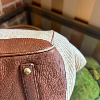 BURBERRY Leather-Trimmed Straw Tote