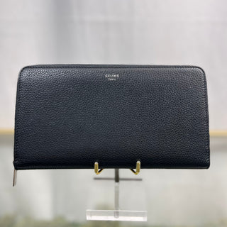 CELINE Large Black w/ Yellow Interior Zipper Wallet