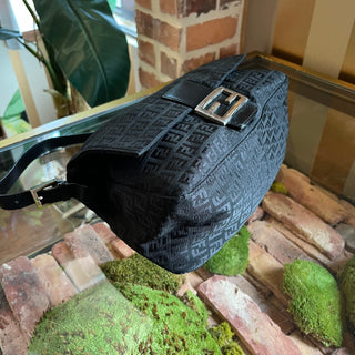 FENDI Mama Baguette Black FF Zucca Canvas Shoulder Bag