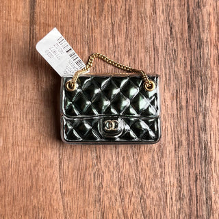 CHANEL Transparent Green Resin Classic Flap Bag Pin Brooch